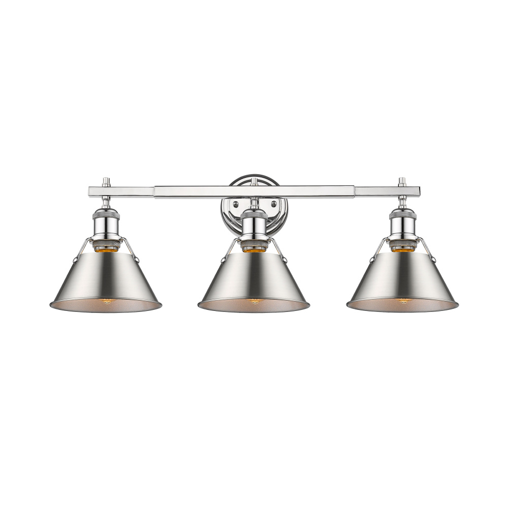 Yep by Golden Lighting Orwell 3-light Vanity in Chrome and Pewter shade